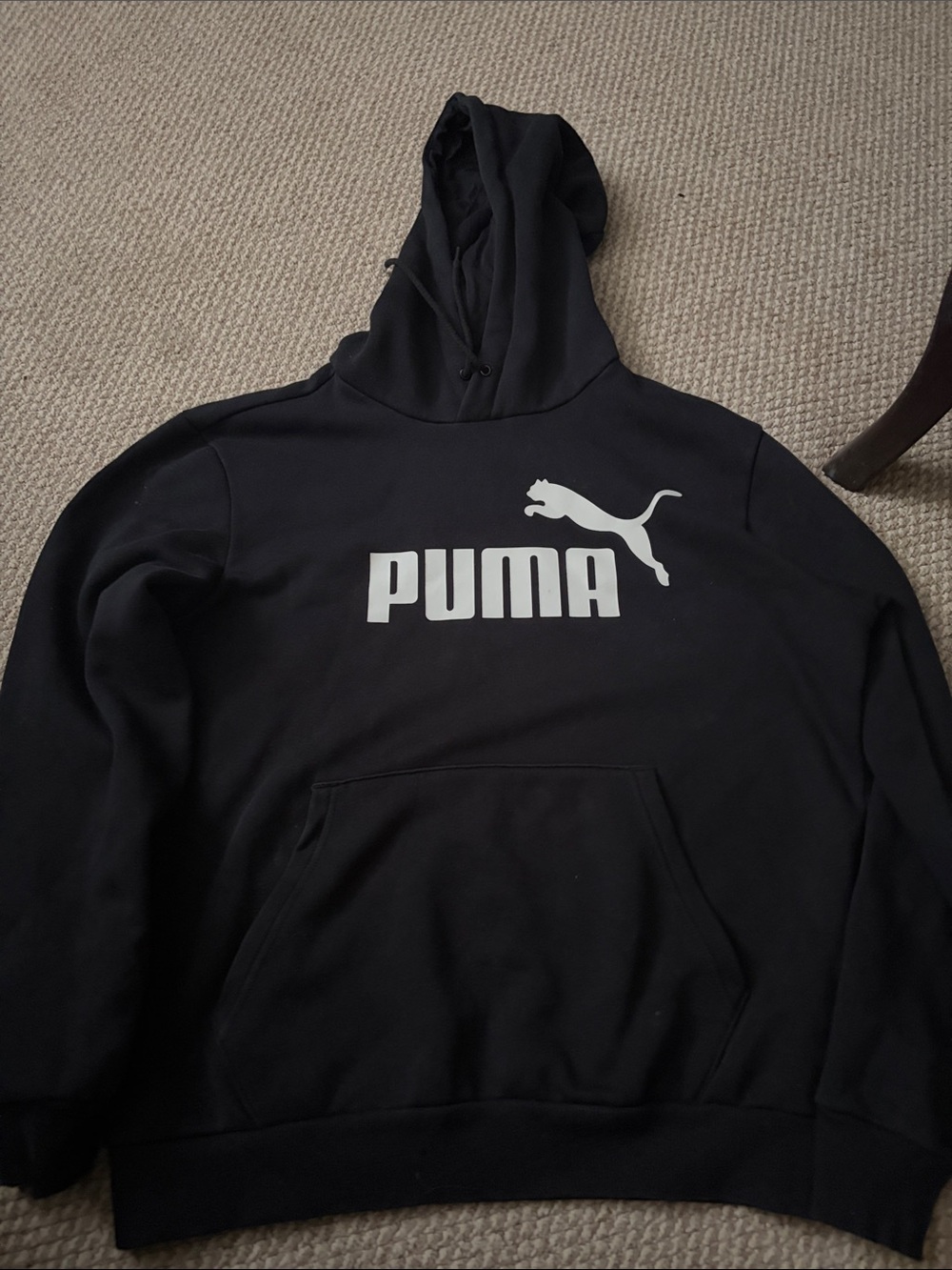 Men’s size small Puma Black Crewneck Hoodie with White Logo